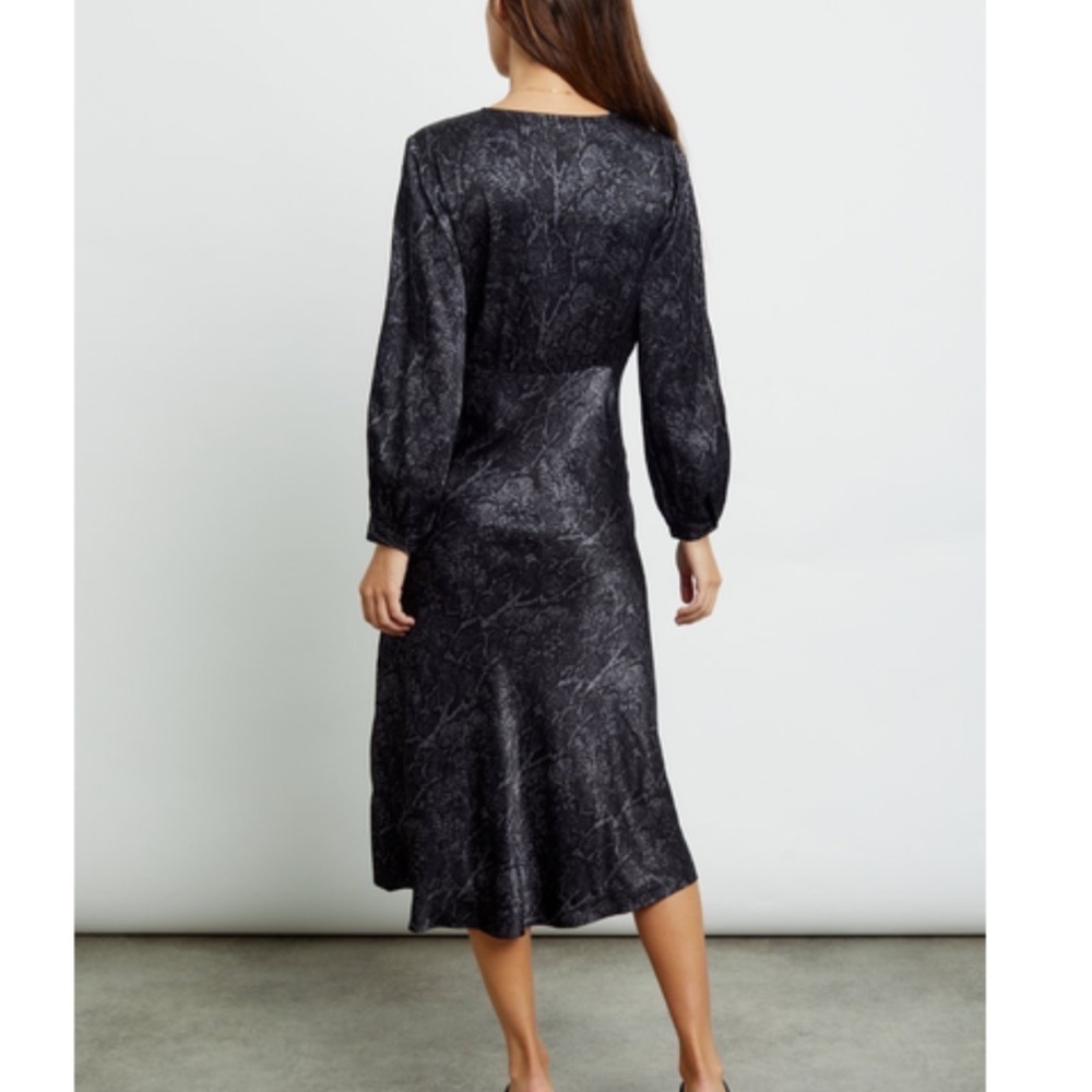Rails Shiloh Charcoal Snakeskin V-neck Satin Midi Dress - Picture 3 of 15